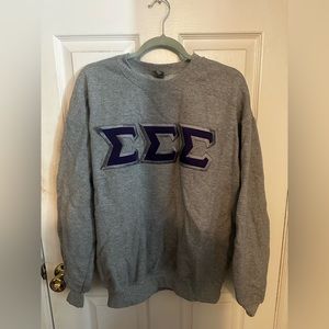 Tri- Sigma handstitched letters, crewneck sweatshirt